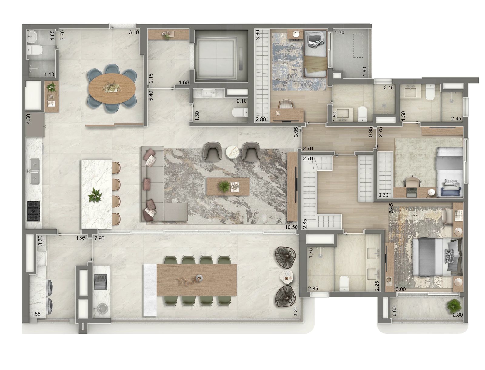 Planta 07 - 3 dorm 179m² - opção 02