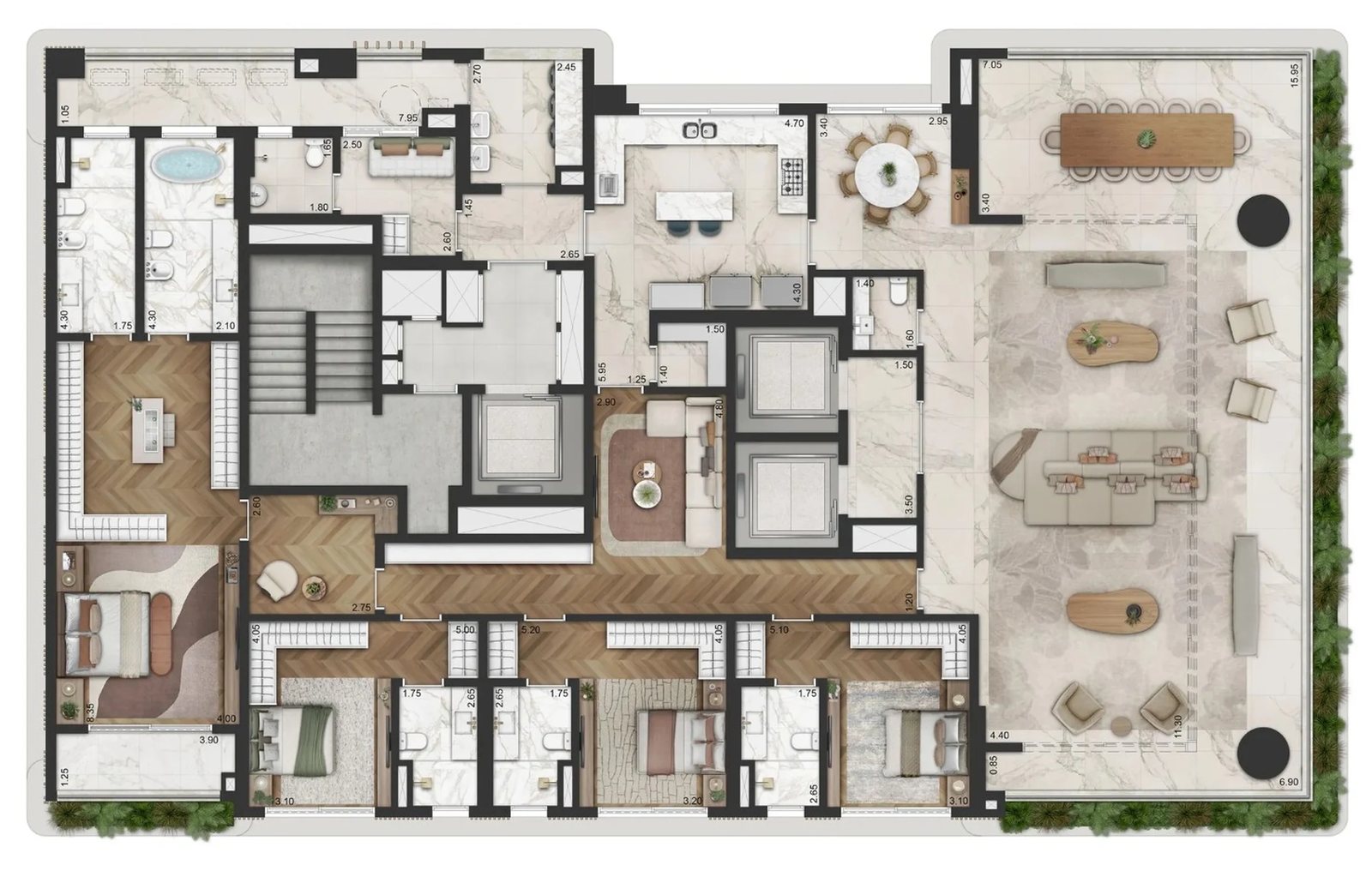 Planta 03 - 4 dorm 416m²