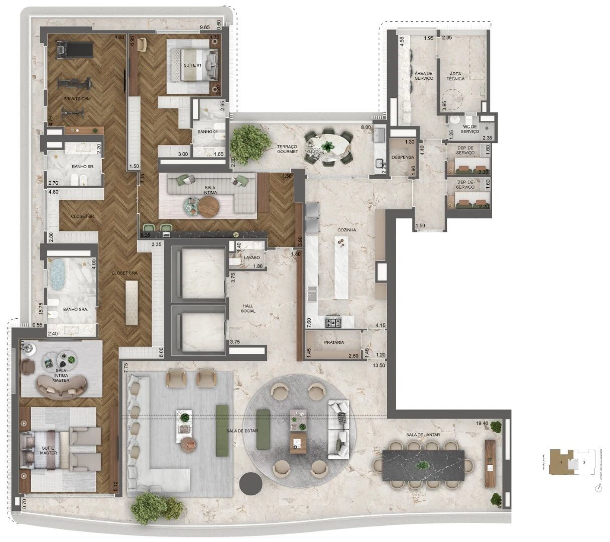 Planta 07 - 2 dorm 515m² - opção 1
