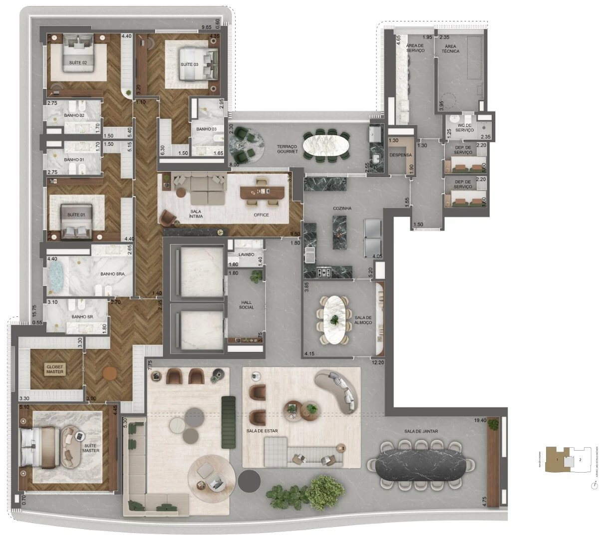 Planta 06 - 4 dorm 515m²