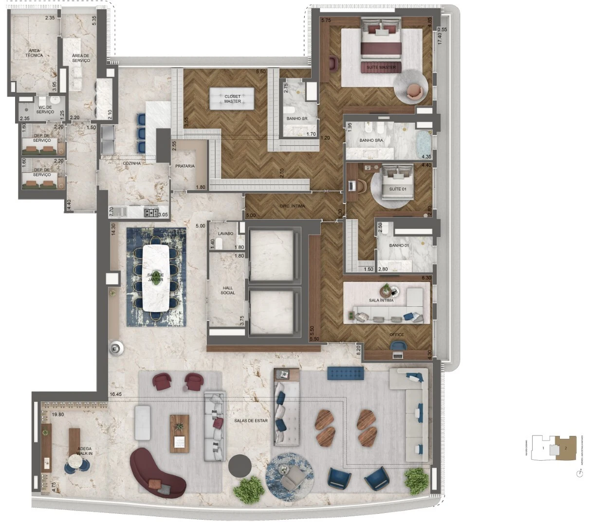 Planta 03 - 2 dorm 464,5m² - opção 2