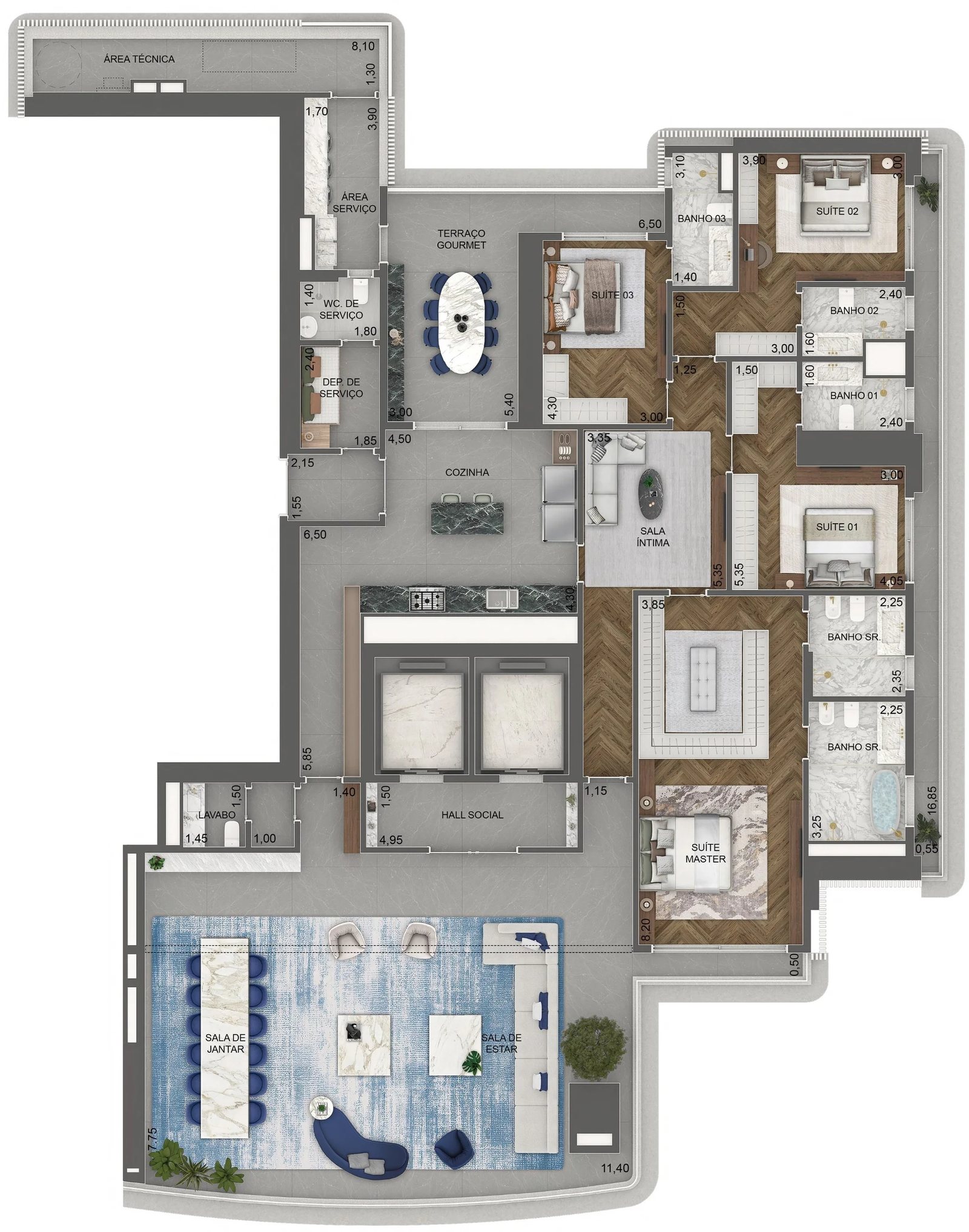Planta 08 - 4 dorm 376m²