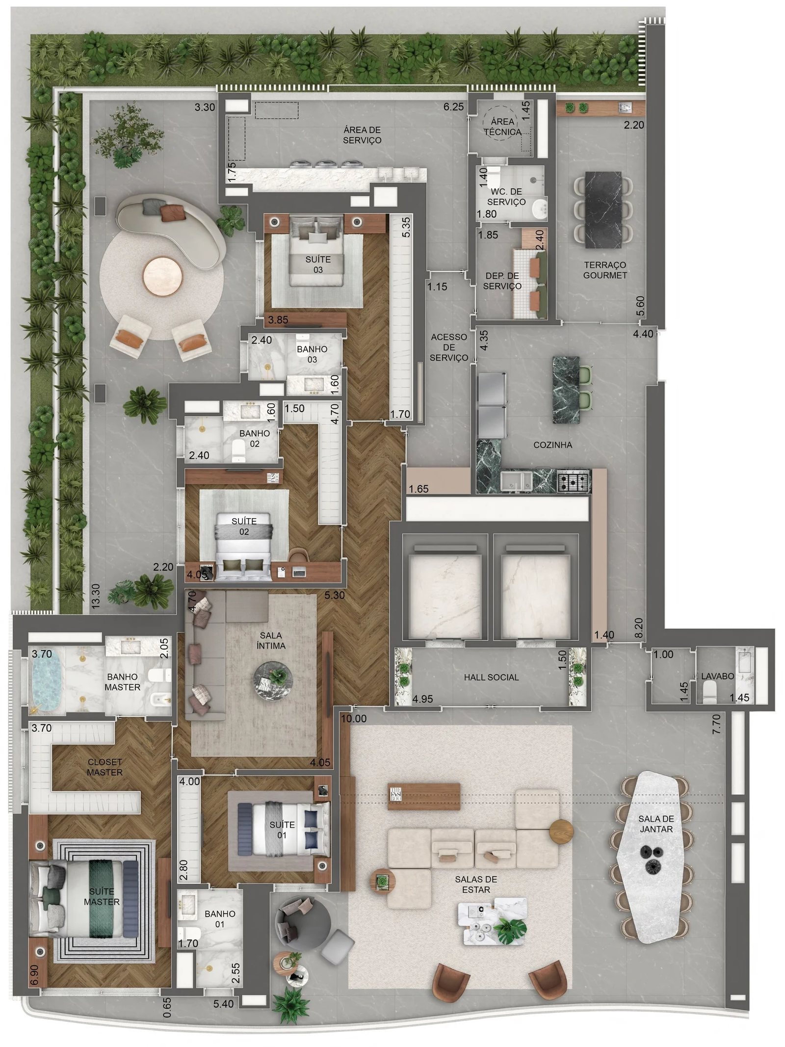 Planta 18 - 4 dorm 436m² - garden