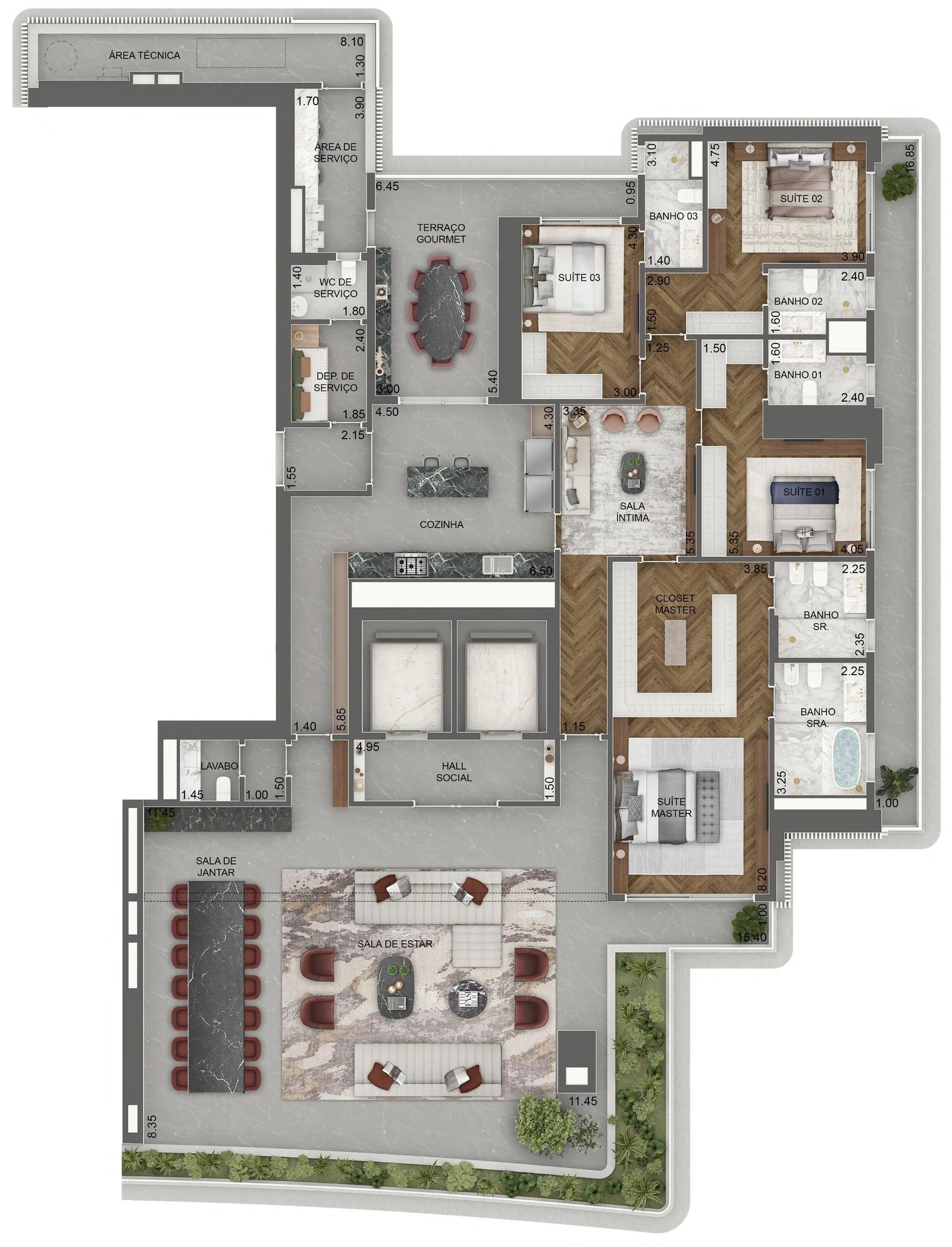 Planta 17 - 4 dorm 411,50m²