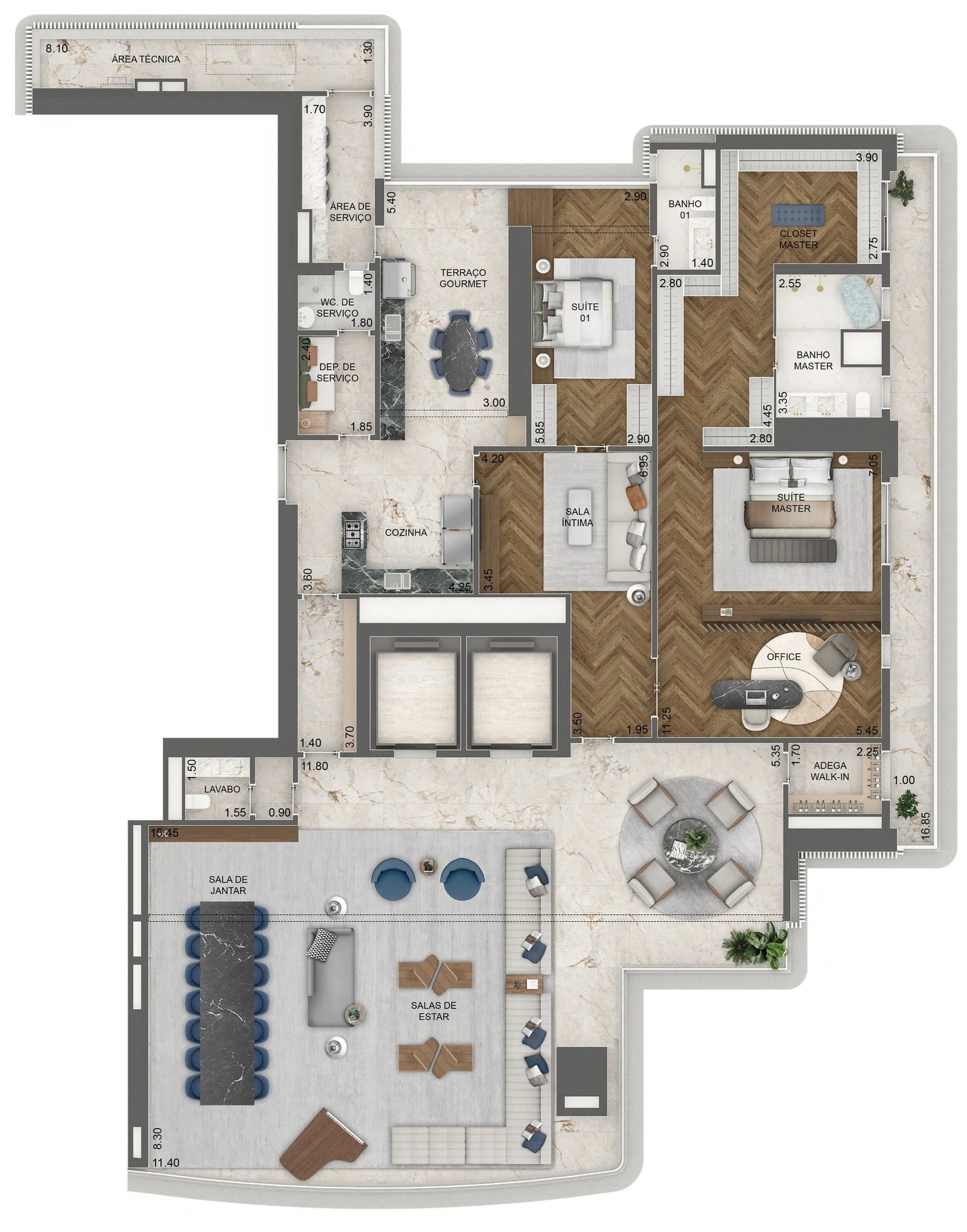 Planta 12 - 2 dorm 395m² - opção 2