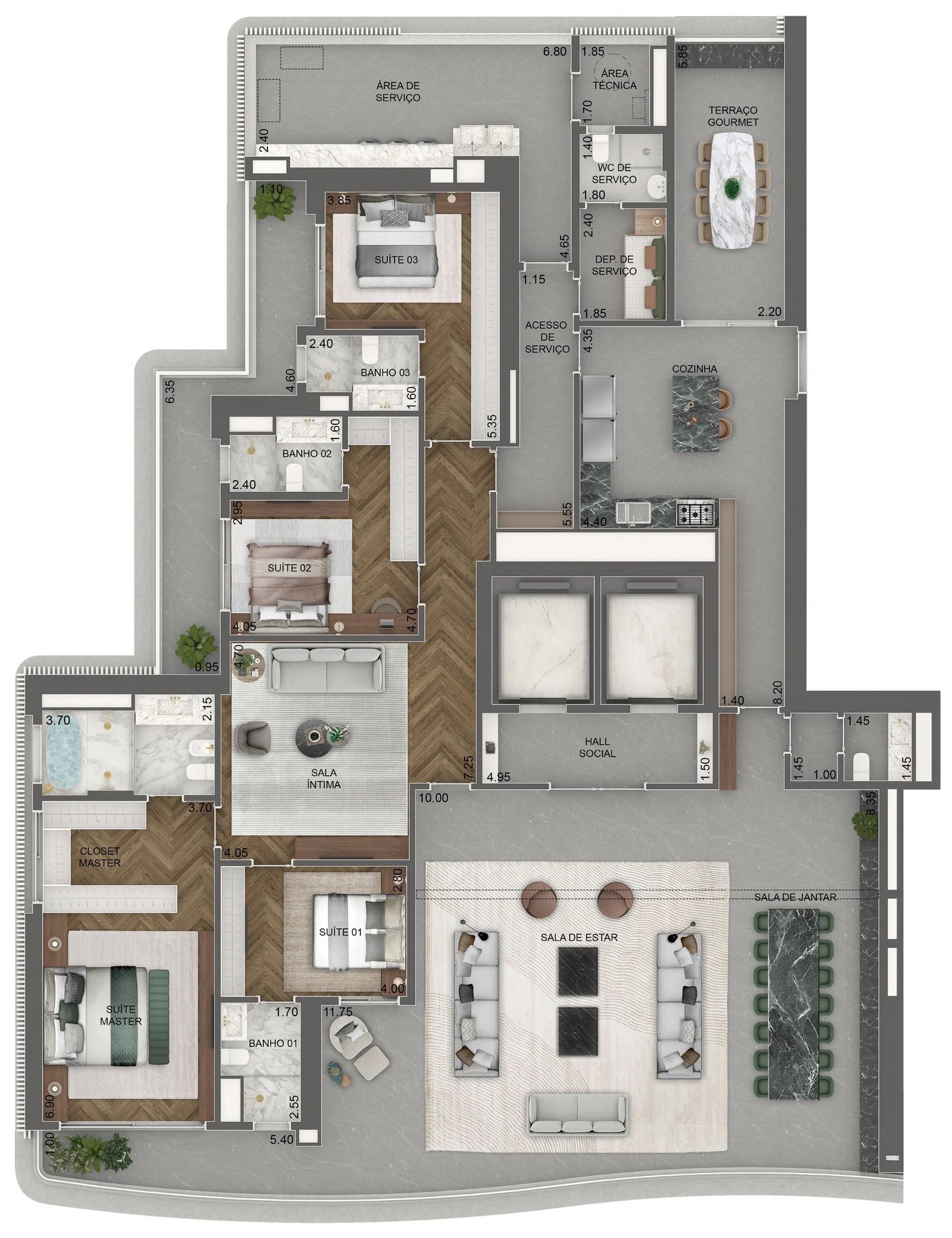Planta 03 - 4 dorm 372m²
