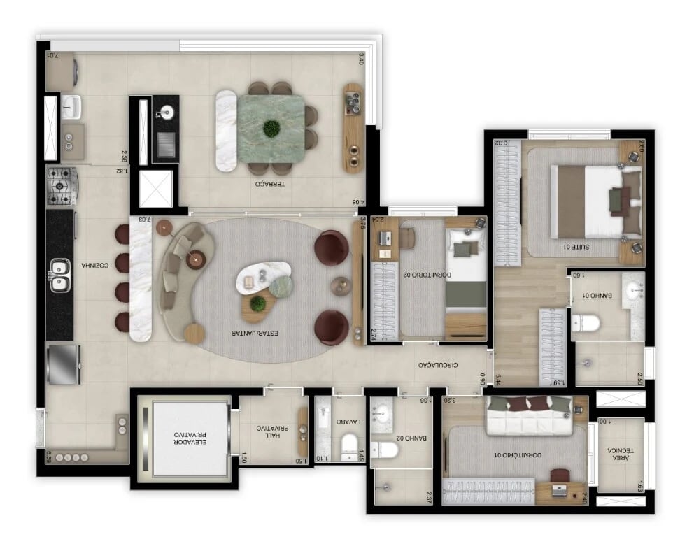 Planta 06 - 3 dorm 113m²
