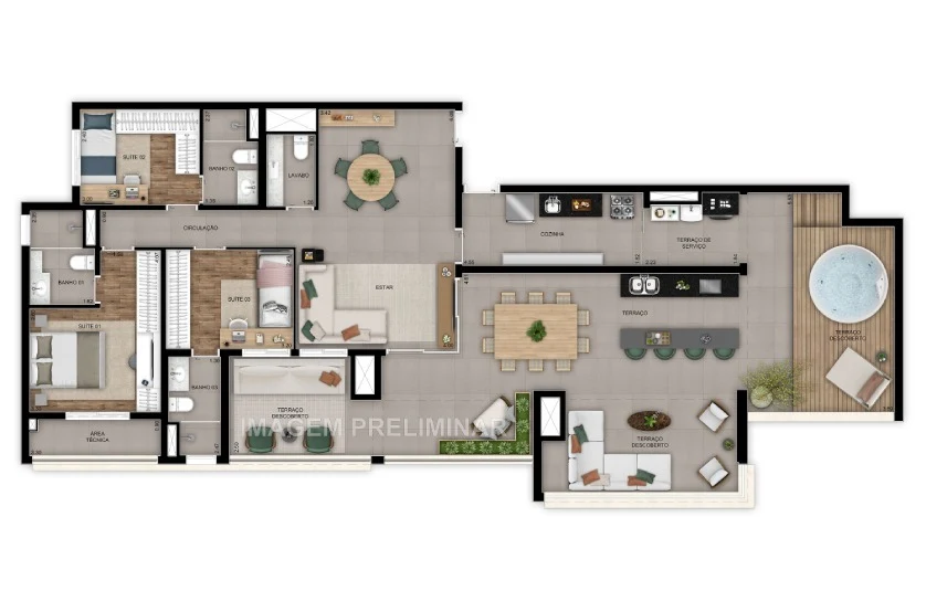 Planta 14 - 3 dorm 174m² - penthouse