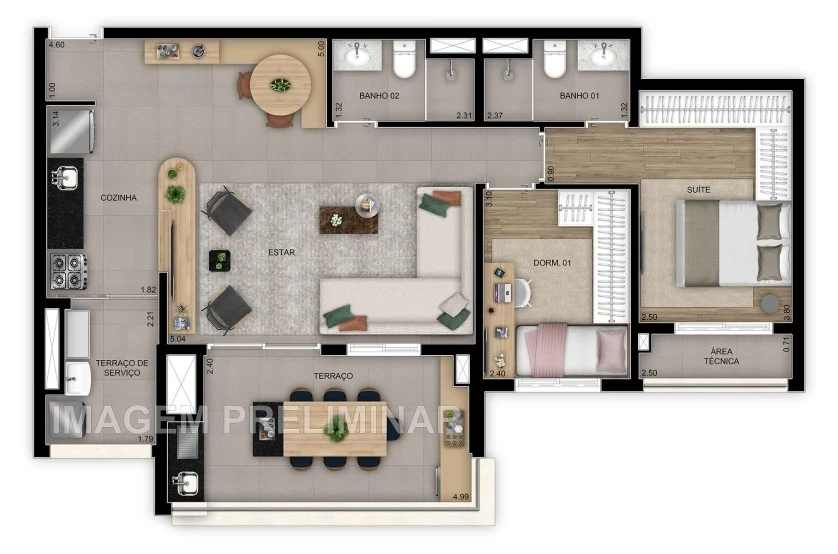 Planta 09 - 2 dorm 84m² - opção