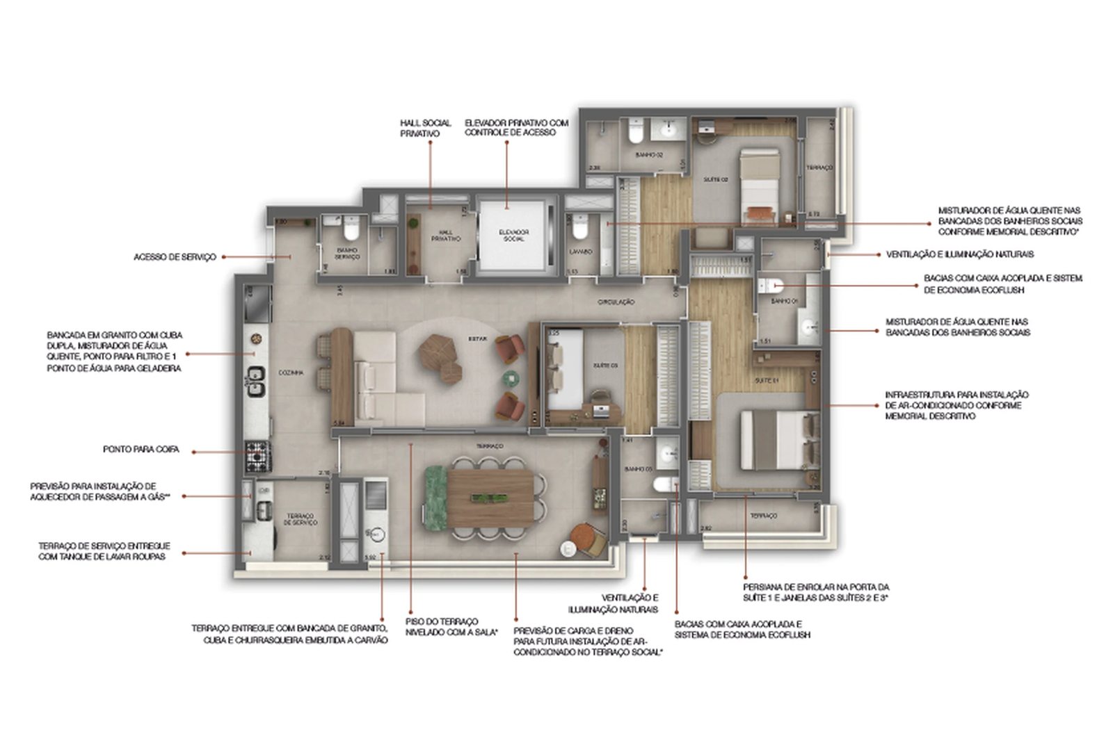 Planta 05 - 3 dorm 131m²