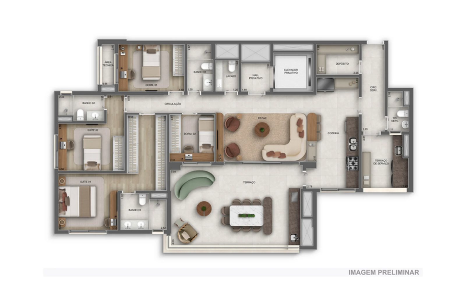 Planta 07 - 4 dorm 168m²