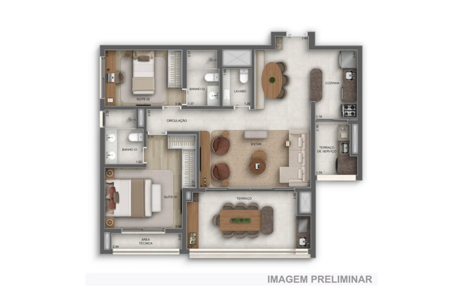 Planta 05 - 2 dorm 93m² - opção