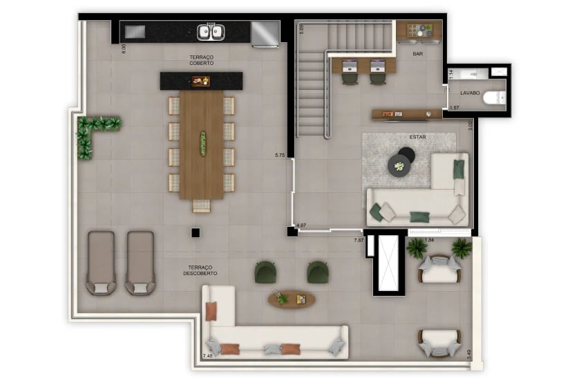 Planta 11 - 3 dorm 201m² - cobertura duplex - superior
