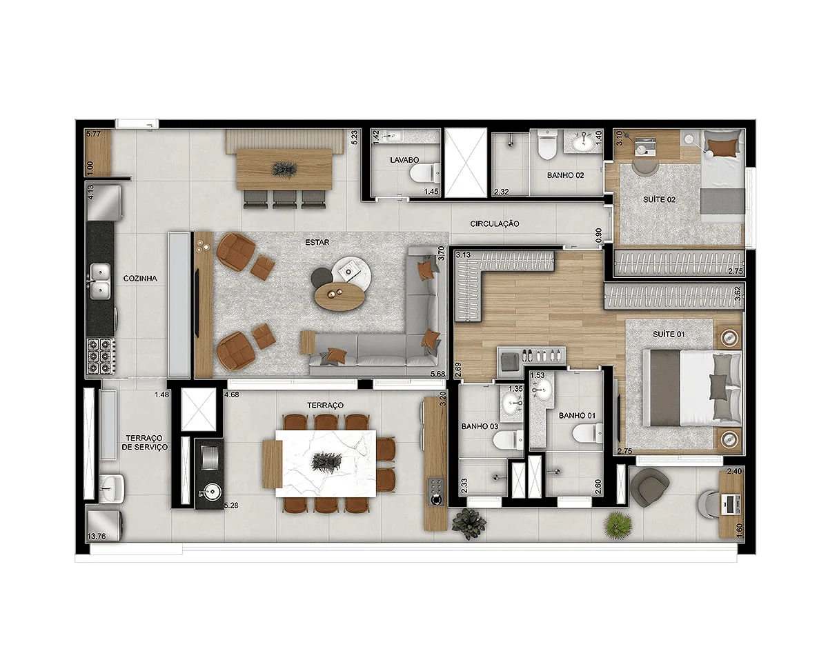 Planta 07 - 2 dorm 125m² - opção