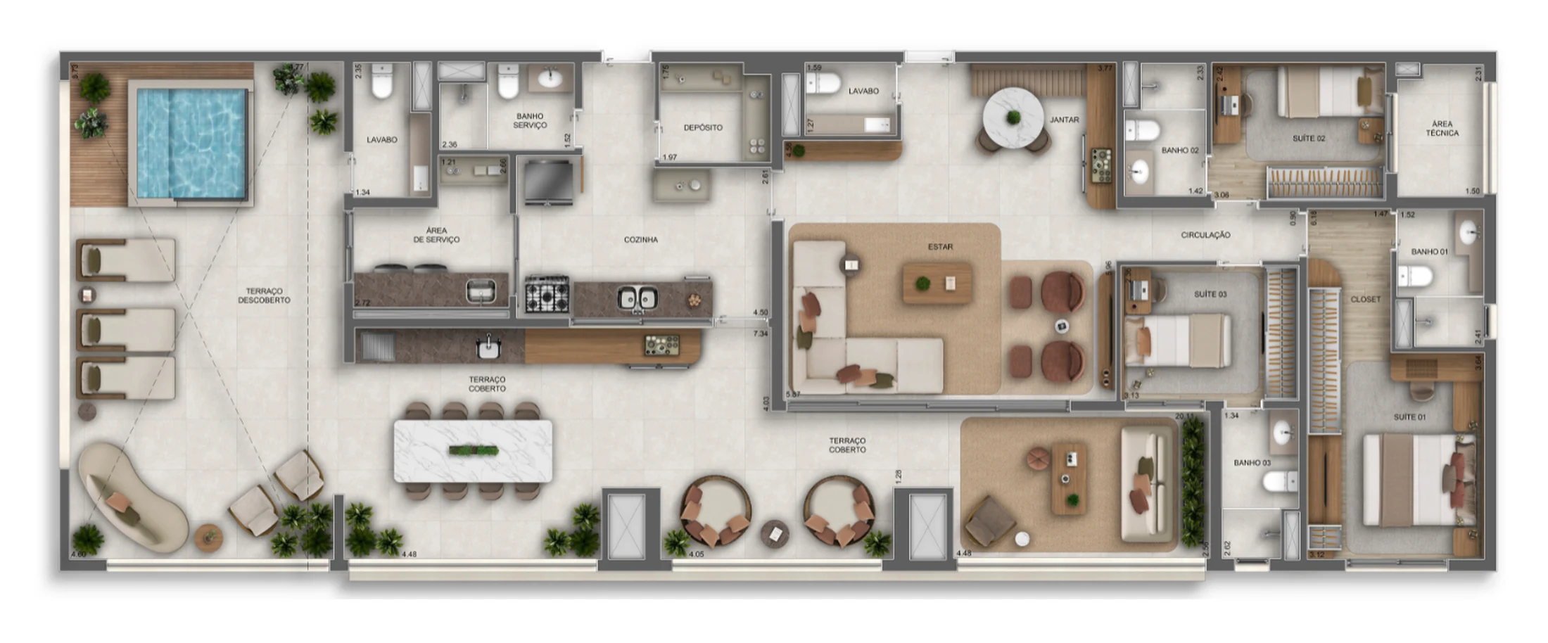 Planta 07 - 3 dorm 189m² - cobertura horizontal