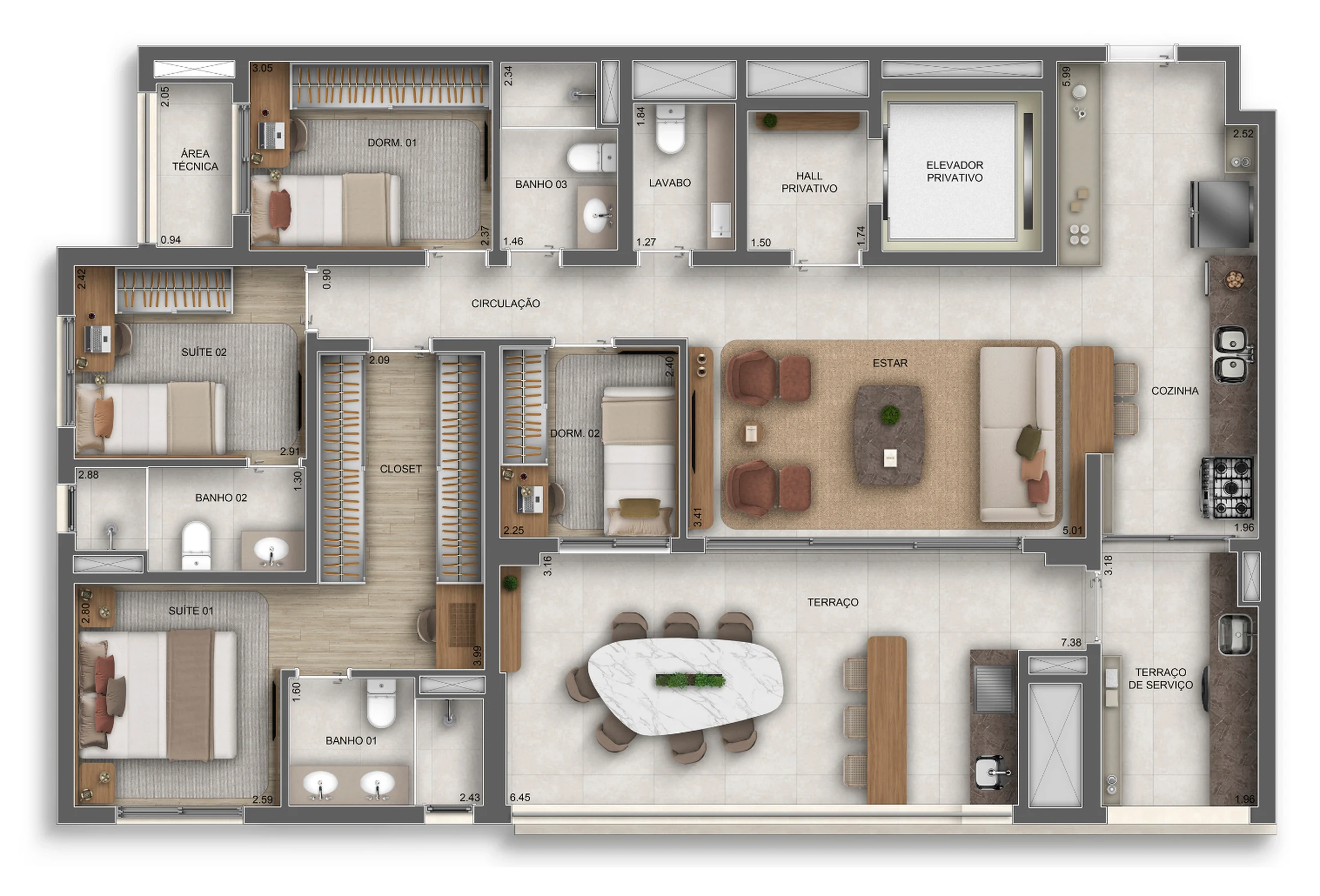 Planta 04 - 4 dorm 131m²
