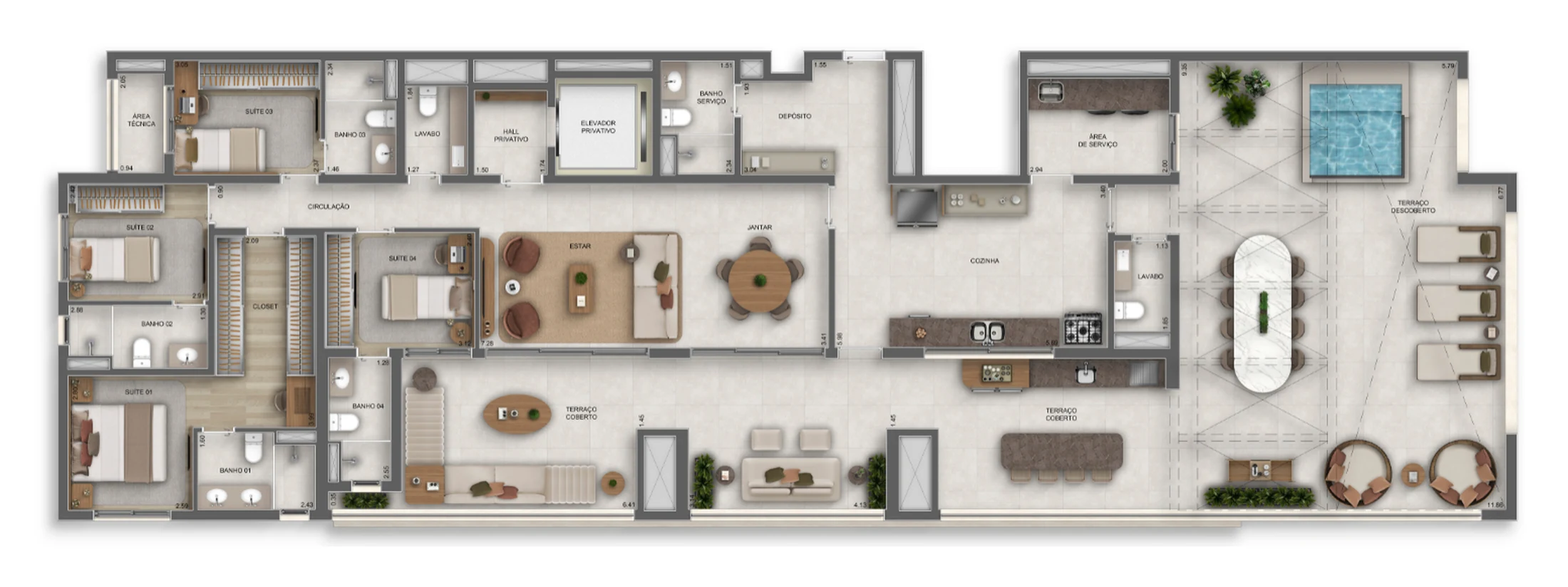 Planta 08 - 4 dorm 212m² - cobertura horizontal