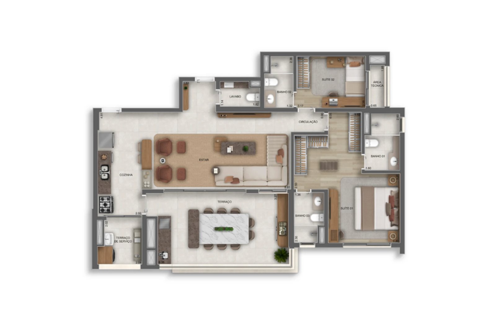Planta 11 - 2 dorm 120m² - opção