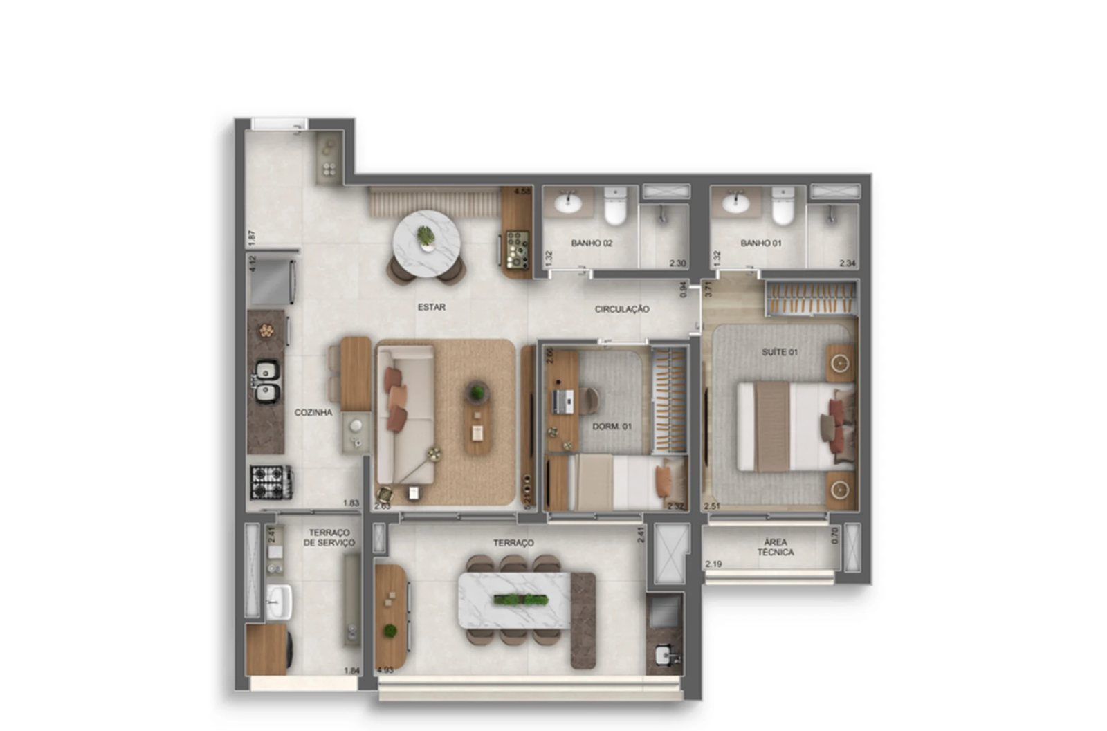 Planta 06 - 2 dorm 79m²