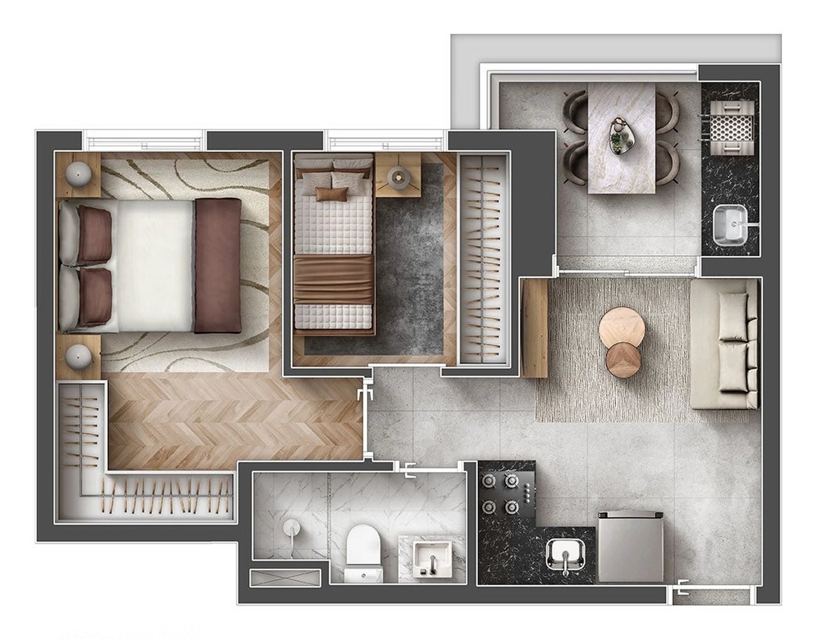 Planta 05 - 2 dorm 38,50m²