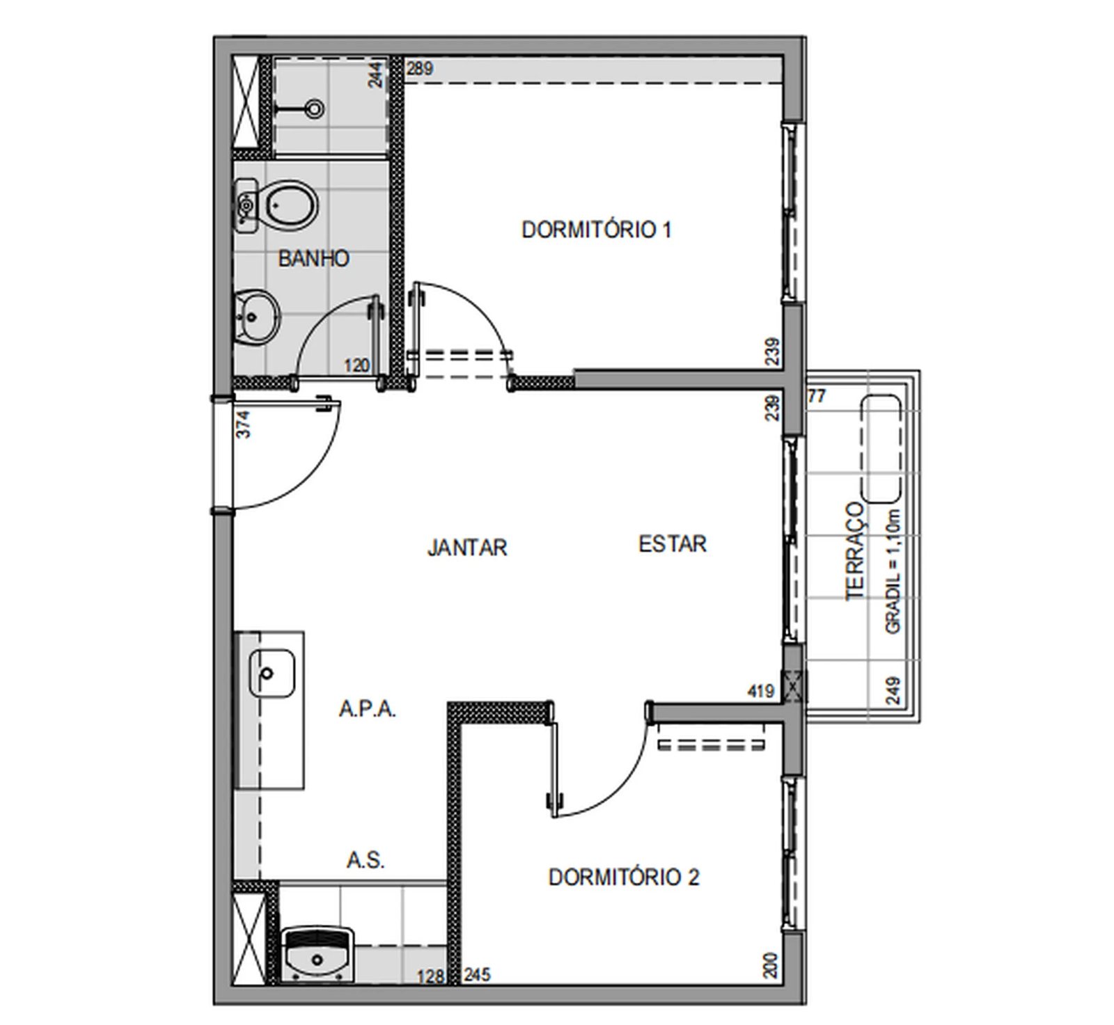 Planta 2 dorm 34m