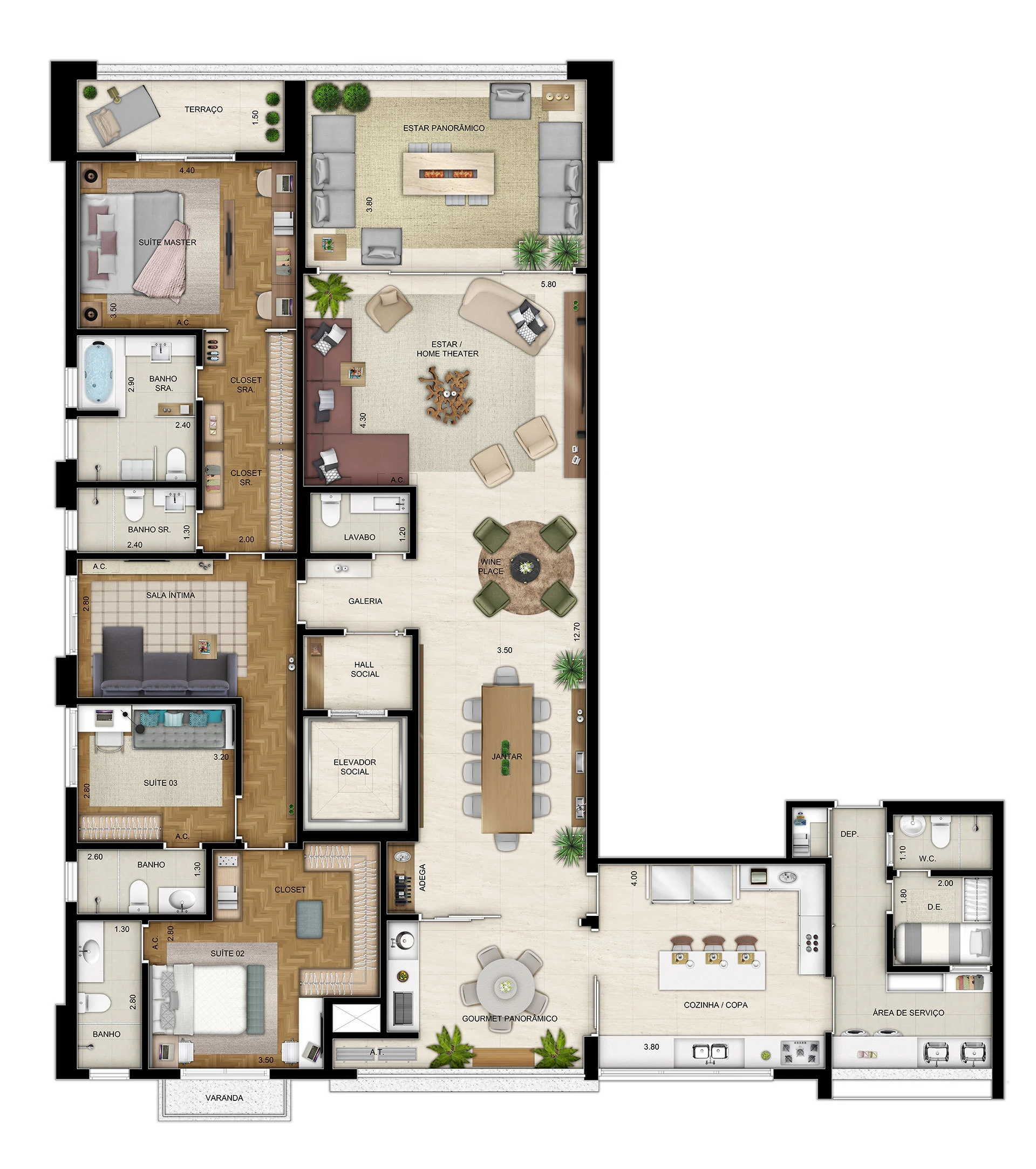 Planta 07 - 3 dorm 252m² - opção