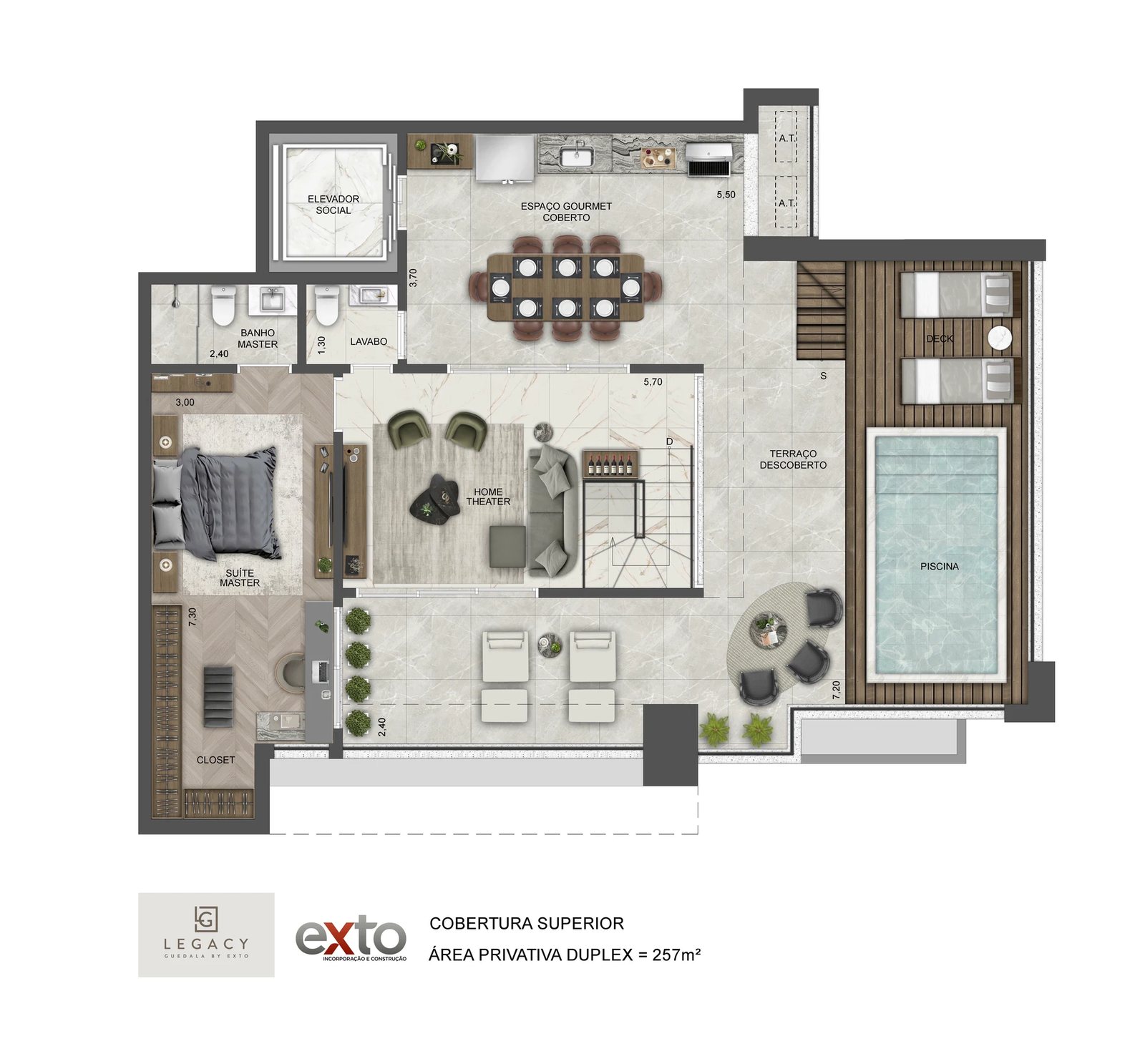 Cobertura Superior Duplex - 257 m²