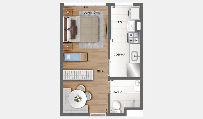 Planta 02 - 26m² - studio