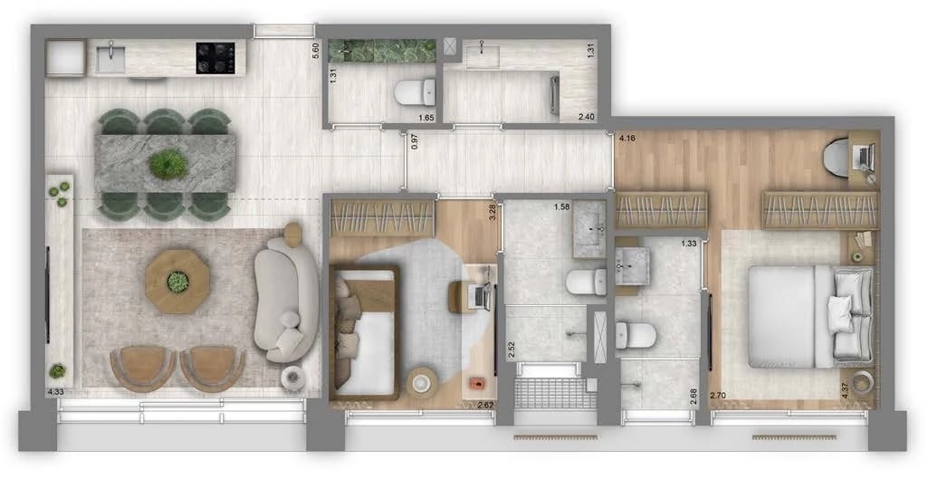 Planta 03 - 2 dorm 80m²