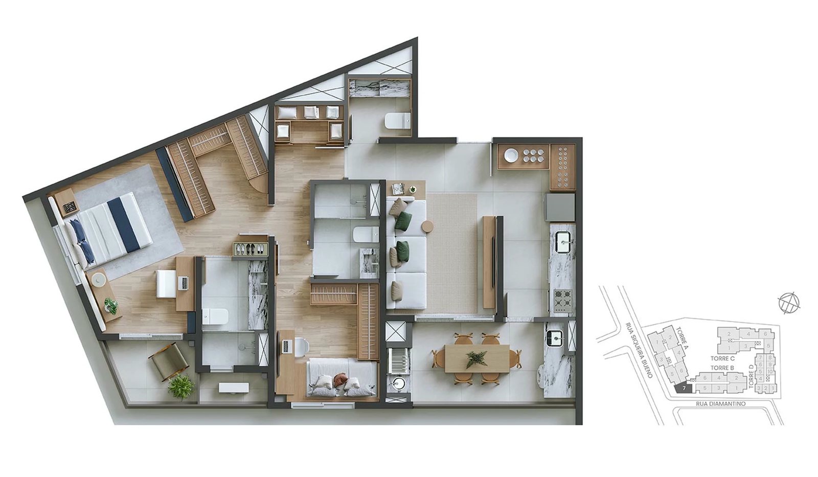 Planta 02 - 2 dorm 88m²