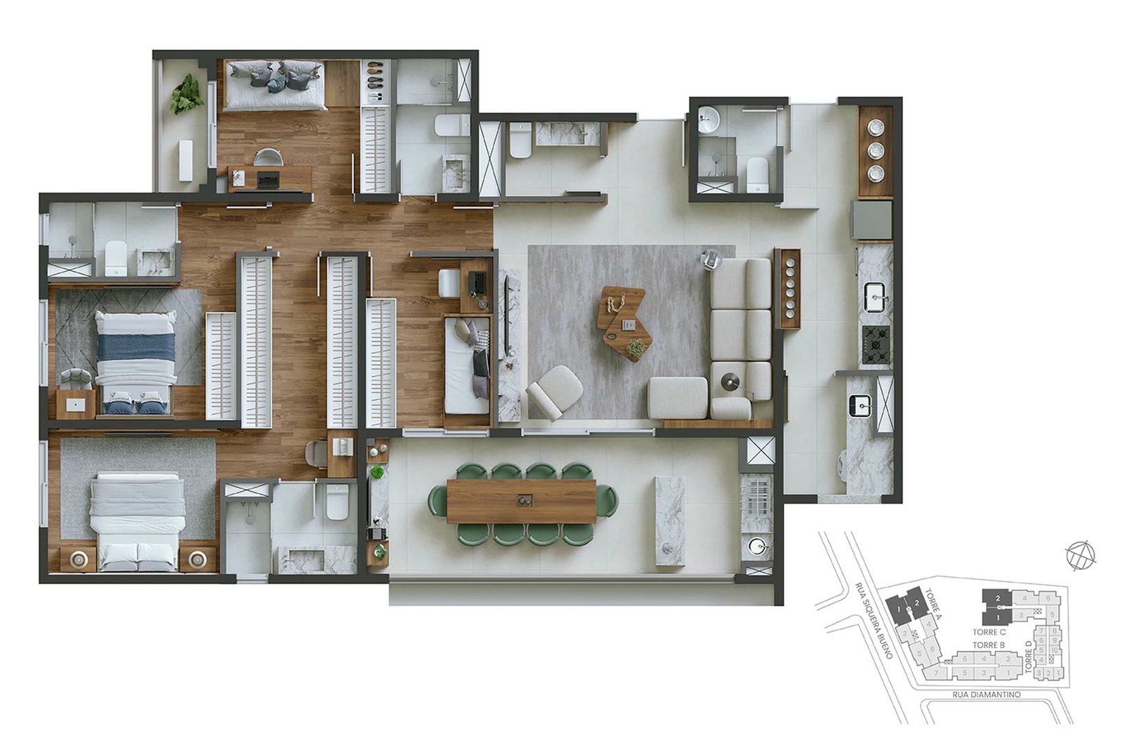 Planta 05 - 4 dorm 132m²