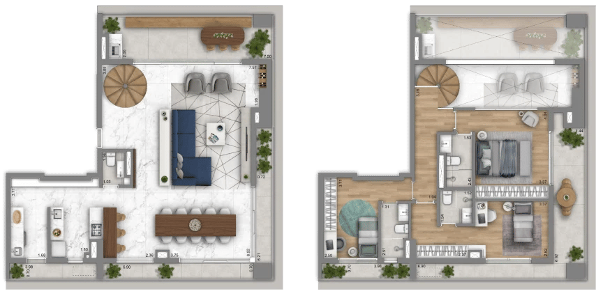 Planta 07 - 3 dorm 205 90m² - duplex