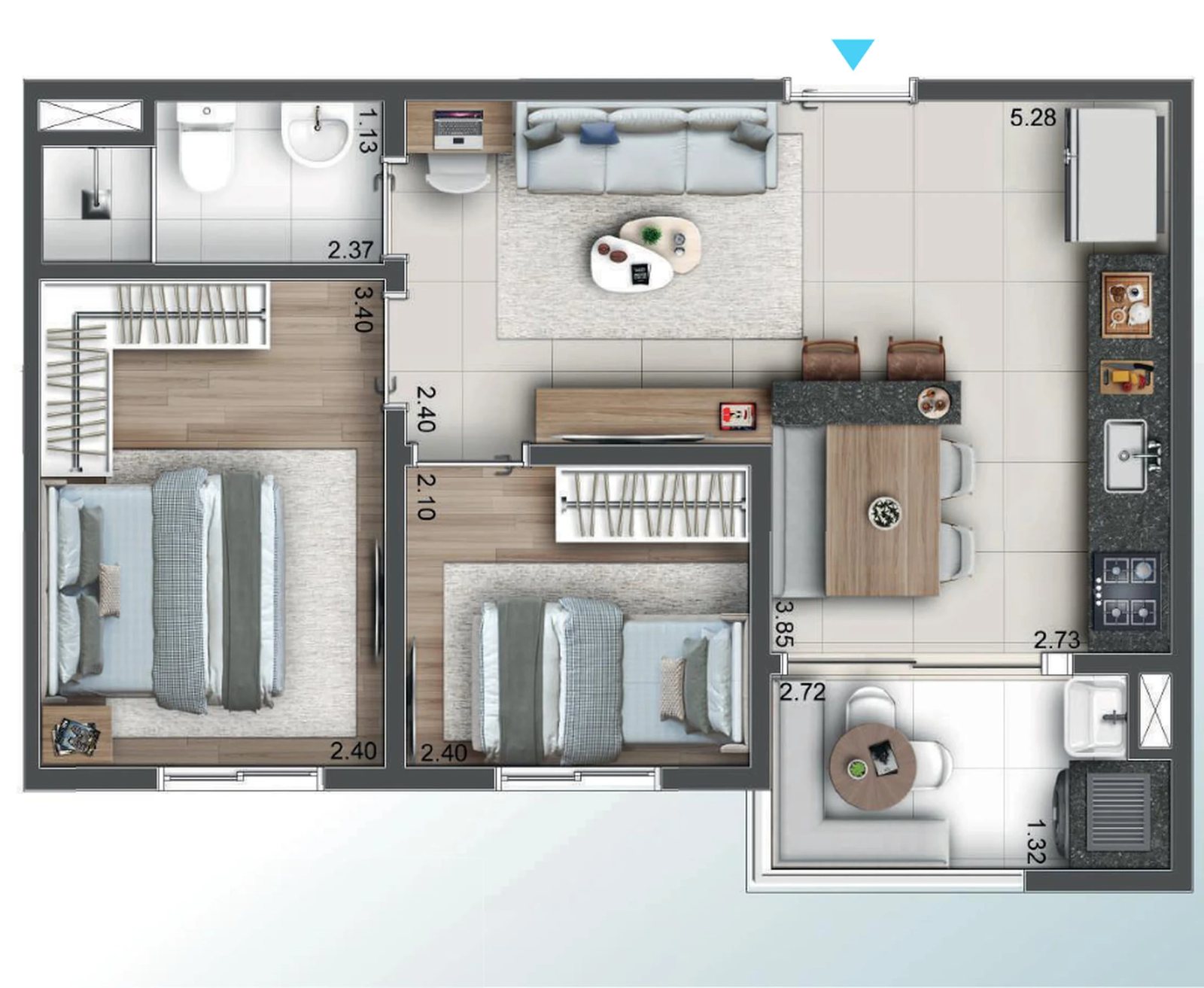 Planta 04 - 2 dorm 41m²