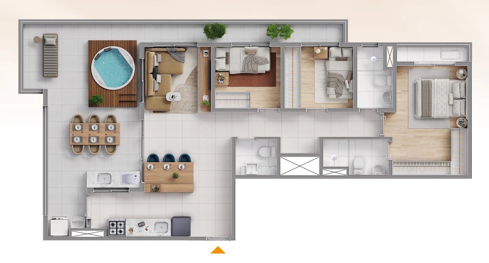 Planta 13 - 3 dorm 86m² - cobertura horizontal
