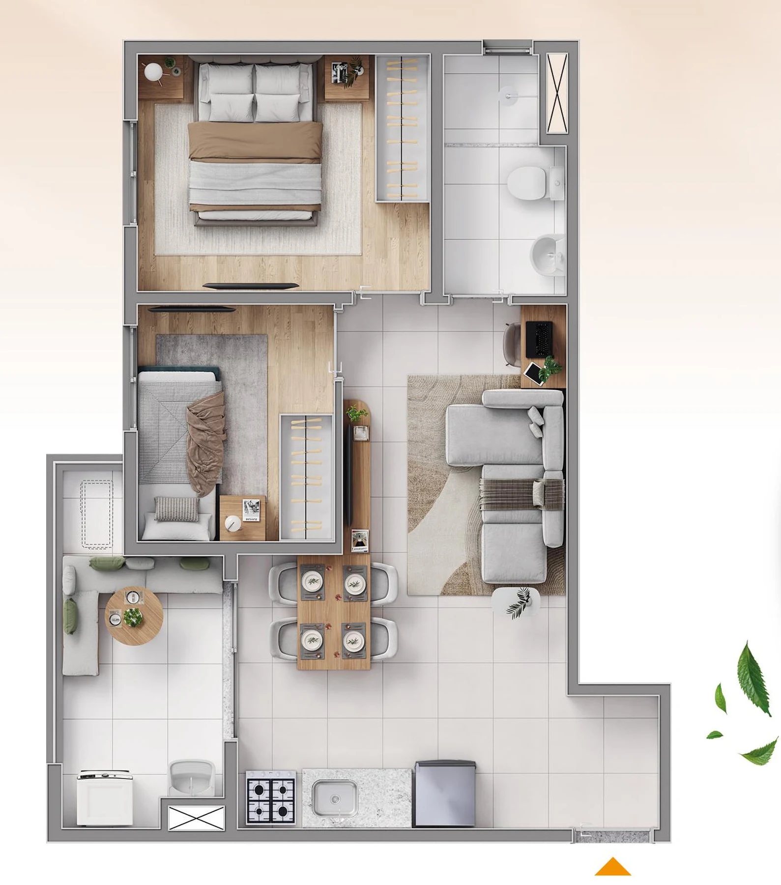 Planta 04 - 2 dorm 48m²
