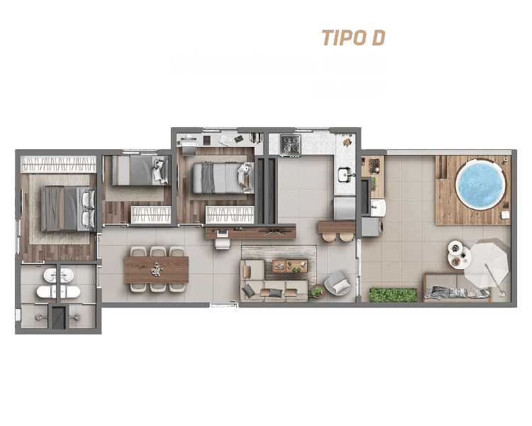 Planta 05 - 3 dorm 82 68m² - cobertura horizontal