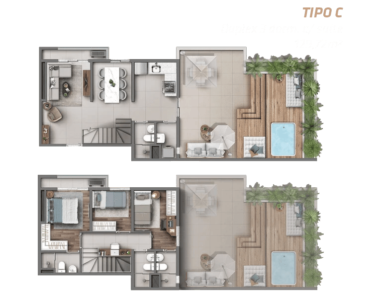Planta 06 - 3 dorm 129 72m² - duplex