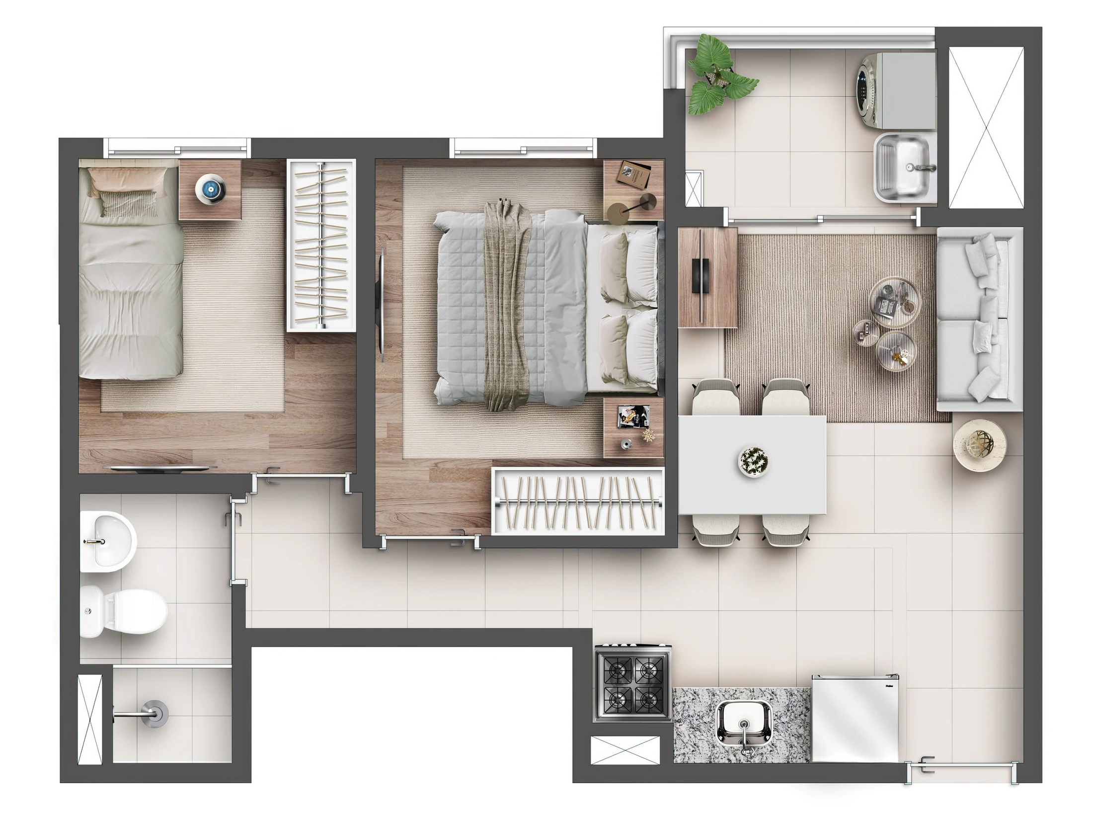 Planta 05 - 2 dorm 39 41m²