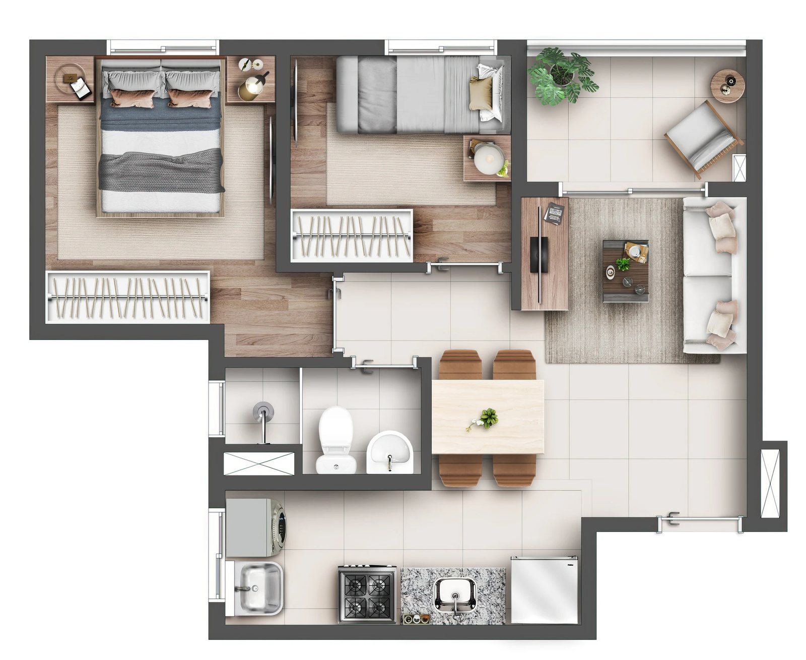 Planta 03 - 2 dorm 40 38m²