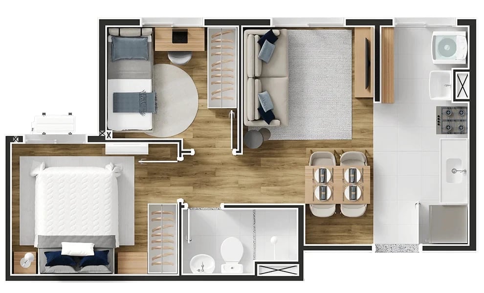 Planta 10 - 2 dorm 36,38m²