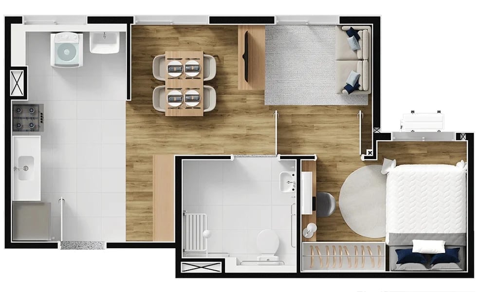 Planta 09 - 1 dorm 36,38m²