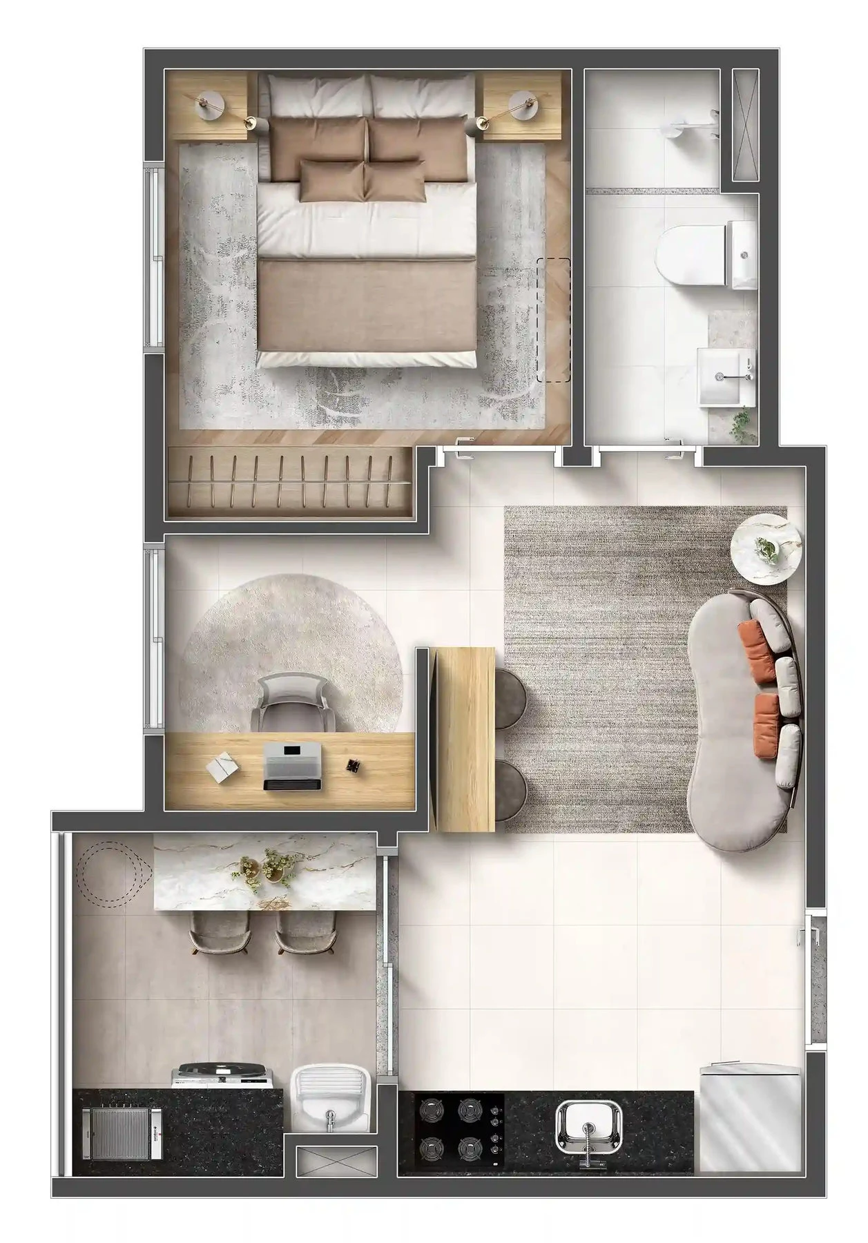 Planta 01 - 2 dorm 32,15m²