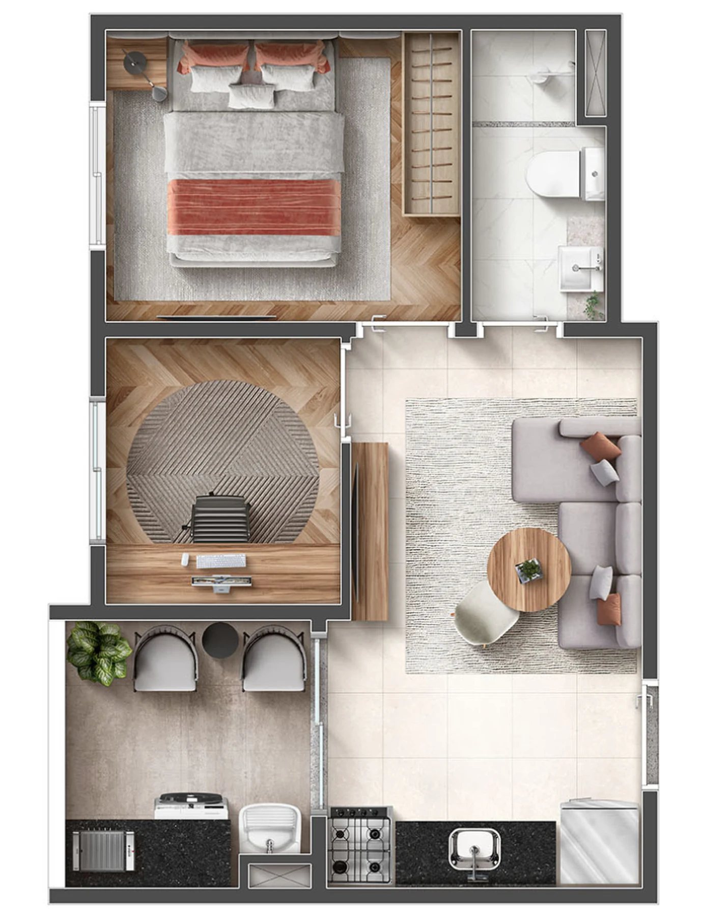 Planta 01 - 1 dorm 32,15m²