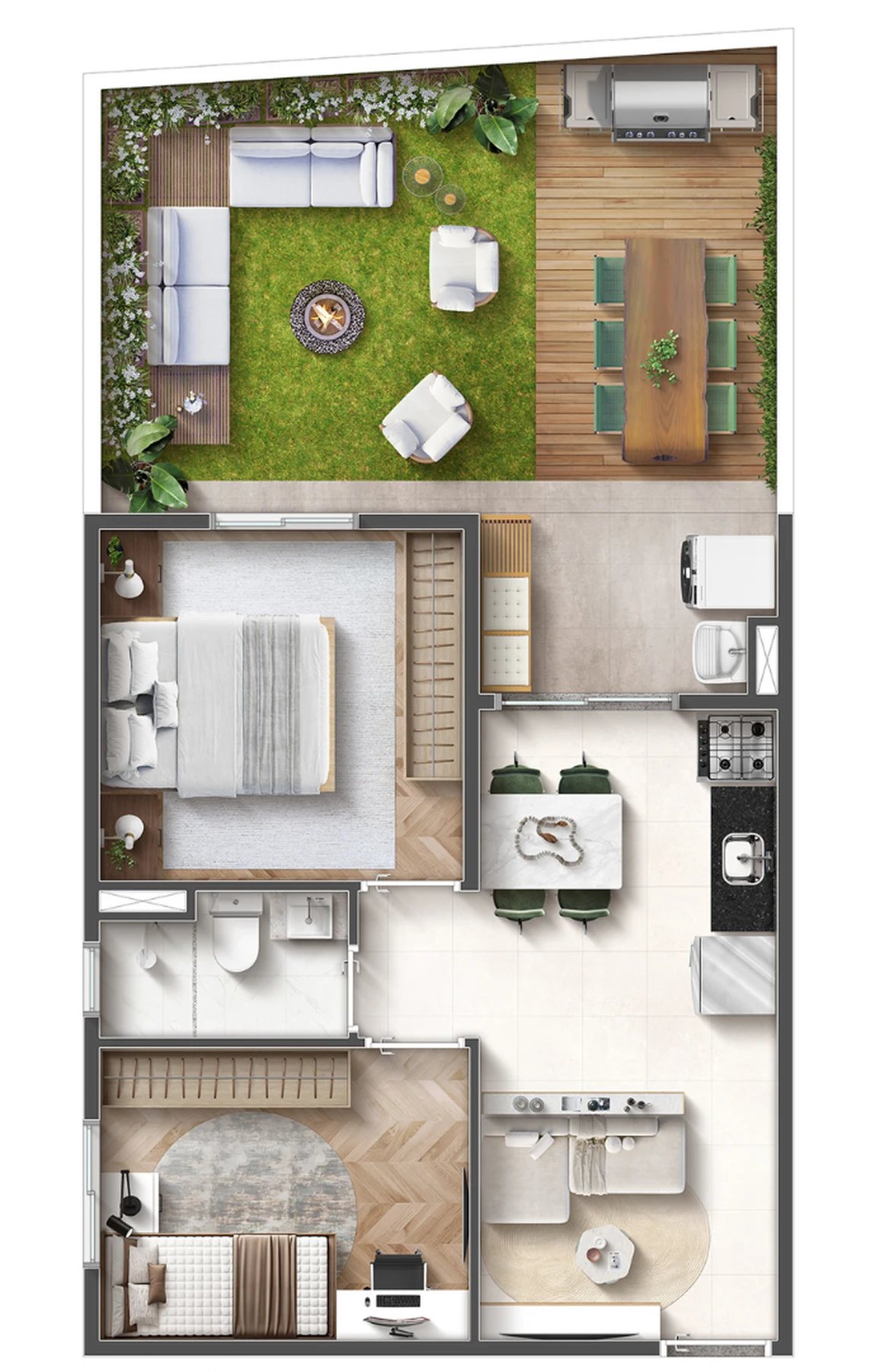 Planta 05 - 2 dorm 60,88m² - garden