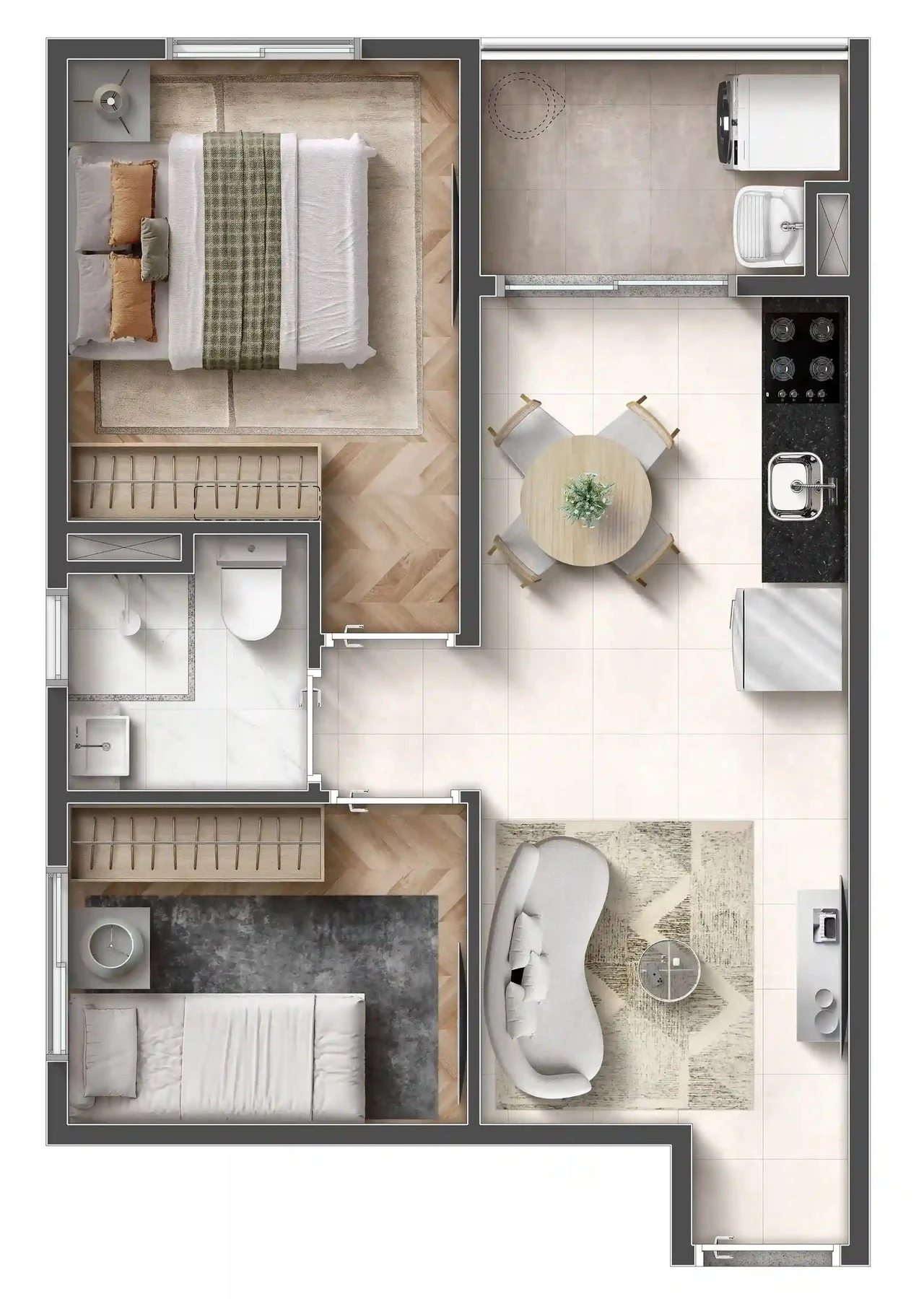 Planta 02 - 2 dorm 36,29m²