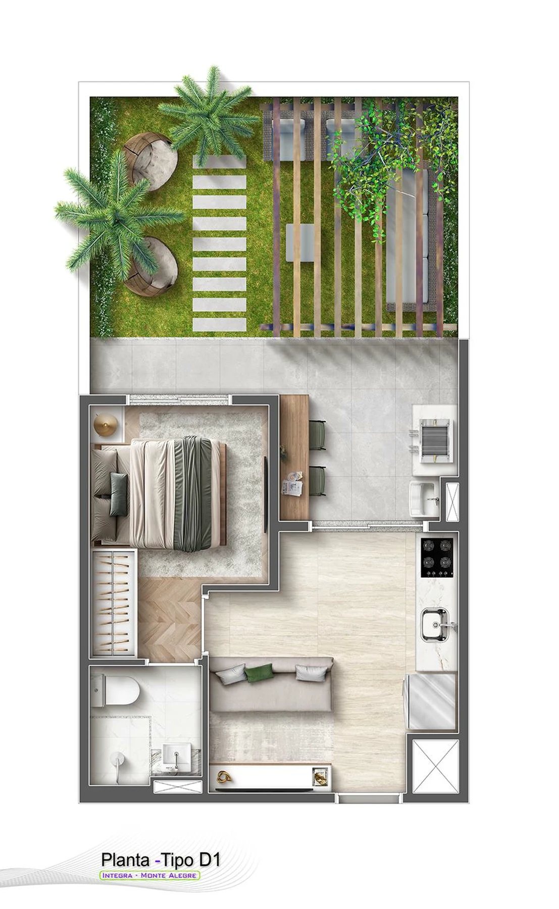 Planta 06 - 1 dorm 47,12m² - garden