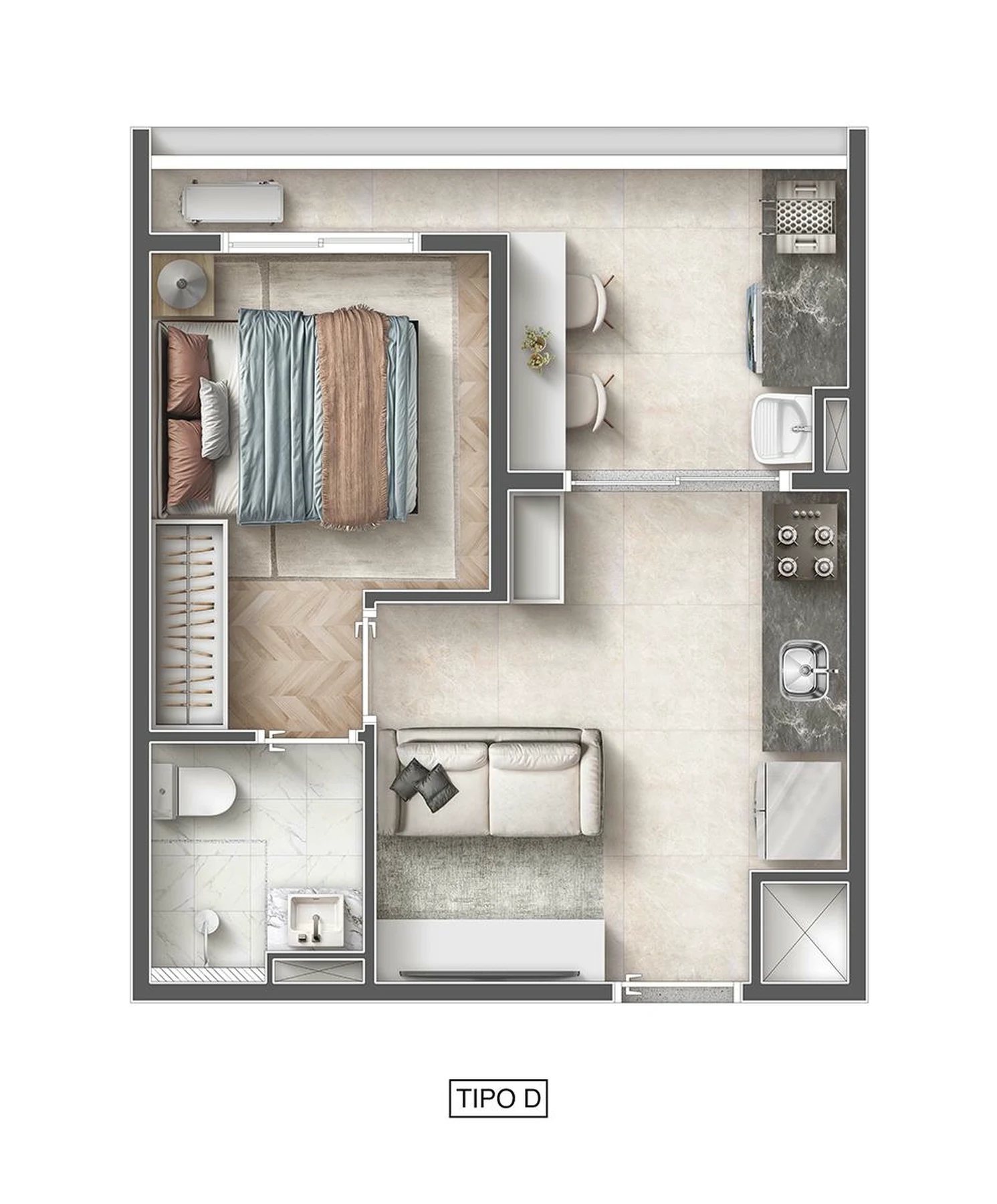Planta 02 - 1 dorm 30,02m²
