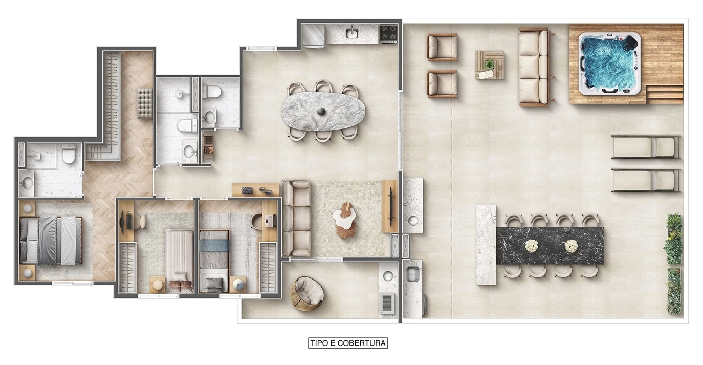 Planta 06 - 3 dorm 161,40m² - penthouse
