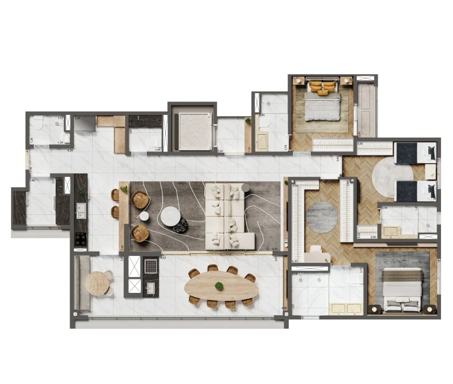 Planta 04 - 3 dorm 156m²