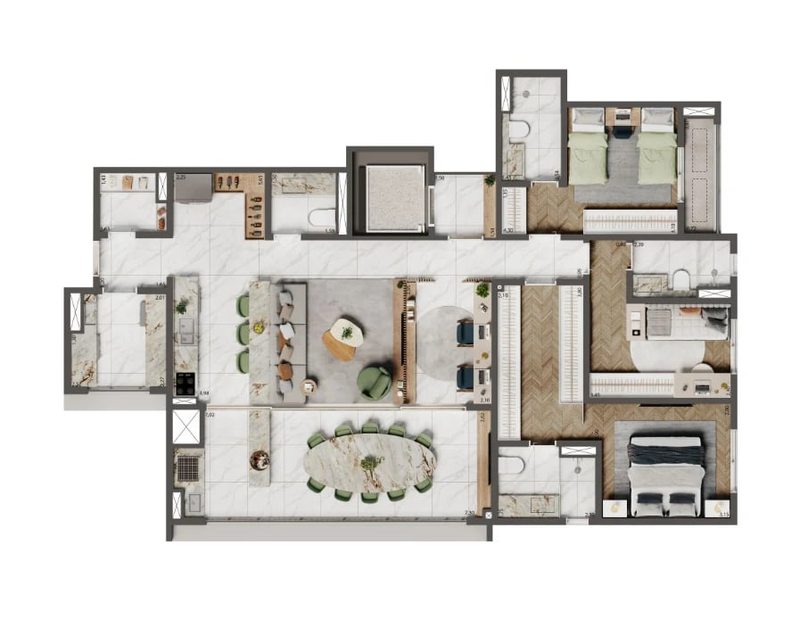 Planta 03 - 3 dorm 137m² - opção 2